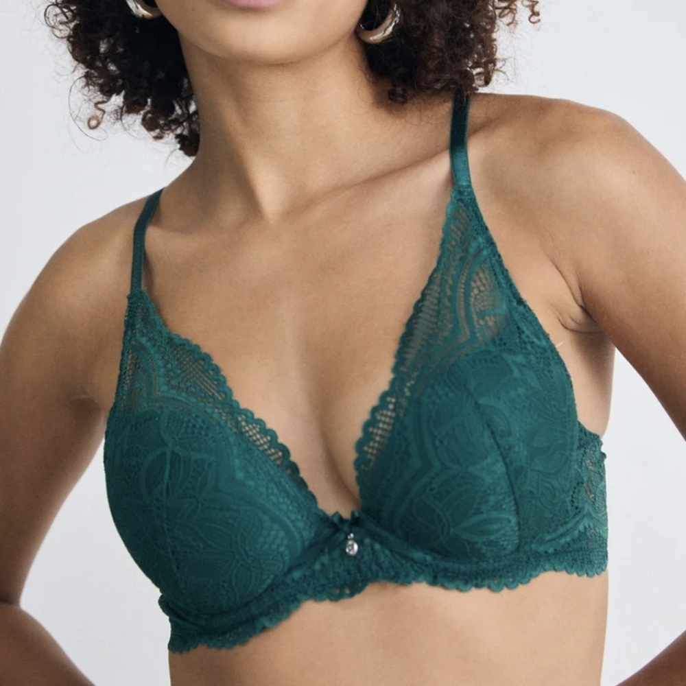 Green Unpadded Lace Underwire Bra 2XL